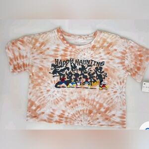 NWT DISNEY MICKEY AND FRIENDS XL 14/16 HAPPY HAUNTING TYE DYE CROPPED TOP